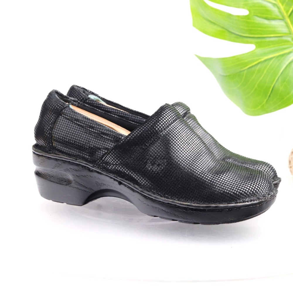Born Boc Shoes Womens Peggy Clogs Size 8.5 Black Leather Slip On Comfort Work
